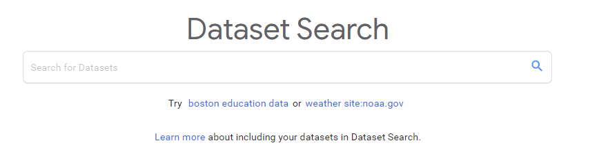 Datasets for Machine : Google dataset search