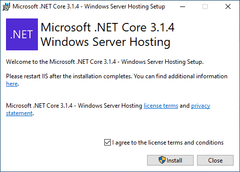 Publish a Blazor Server Application to IIS - Install Hosting Bundle