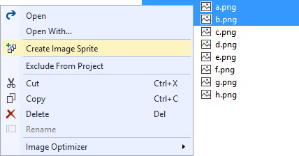 Visual Studio 2019 extensions for Web Projects - Image Sprites