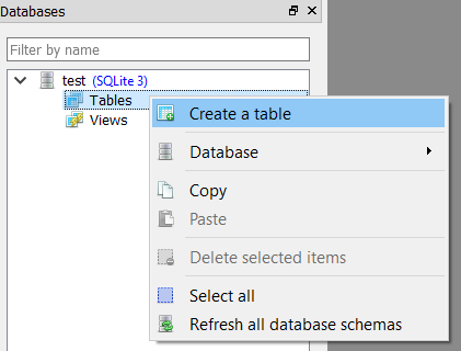 SQLite Studio create table 