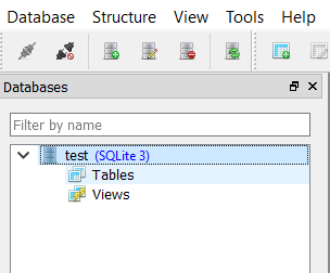SQLite Studio database list view