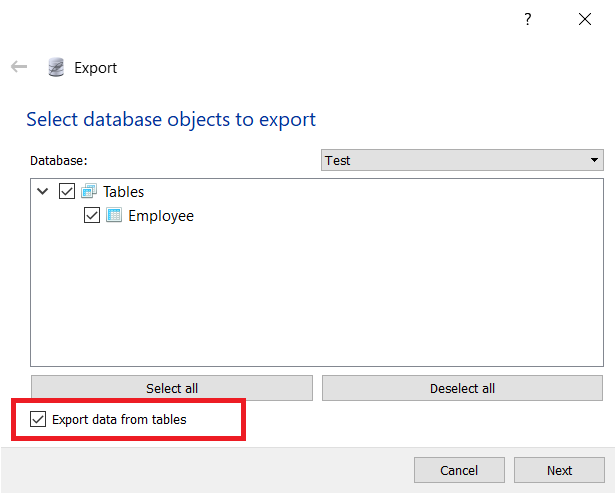 SQLite Studio export data from tables