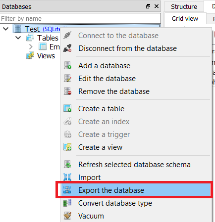 SQLite Studio export the database