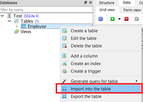 SQLite Studio Import data to table