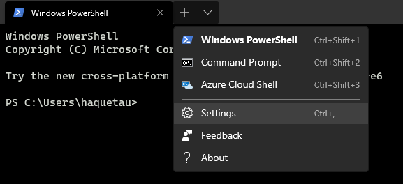 to windows terminal default windows command