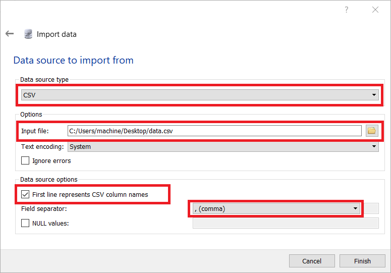 SQLite Studio data source form